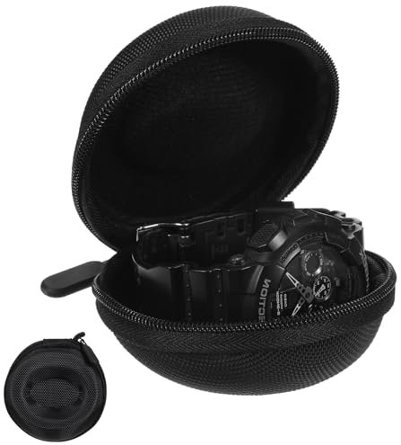 oruola 2 Pcs Travel Watch Case,Portable Round Watches Pouch,Watch Travel Pouch with Sponge for Men & Women with Zipper for Most Smart Watches and Wristwatches up to 50 mm(Black)