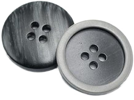 Schmalkantige Knöpfe aus gebürstetem Kunstharz mit Perlmutt-Finish, Schwarz, 20mm-10 Stk