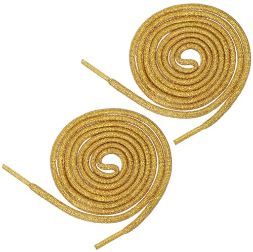 2 pares de cordones metálicos brillantes con purpurina, cordones para zapatos de moda, cordones con purpurina para tenis y botas, Oro, Talla única