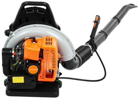 Souffleur à essence 63CC 665 CFM Moteur 2 temps Souffleur arrière à essence avec réservoir de 1,7 l, souffleur de jardin sans fil 6800 tr/min pour la neige, l'entretien de la pelouse, le nettoyage de