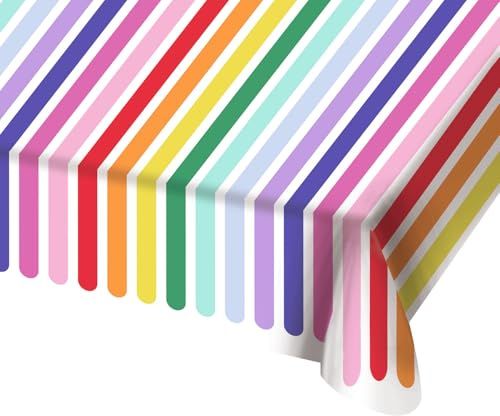 Folat 27770 Decorazione per compleanni e feste colorata - Tovaglia - Stripetastic - 180 x 130 cm - Articoli per feste per bambini e adulti