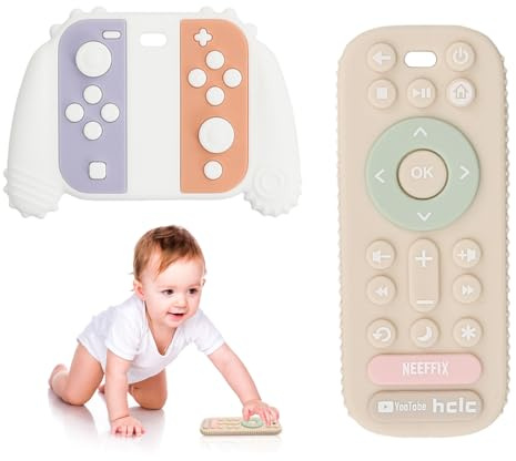 2 Piezas Mordedor Bebe, Silicona Mando Juguete Bebe, Mordedores Bebes 3-6 6-12 Meses, Regalos Para ReciéN Nacidos Para NiñOs Y NiñAs(Blanco, Albaricoque)