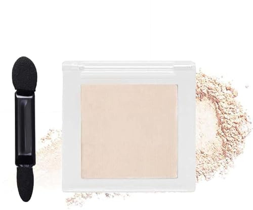 Light Beige Single Eyeshadow Compact with Dual-Ended Applicator, 03 | Velvety smooth texture, buildable pigment, long-lasting, smudge-resistant, for Halloween, Christmas and daily makeup