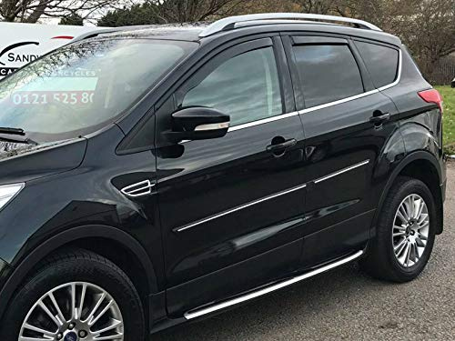 Team HEKO Wind Deflectors Ford Kuga 2013-19 MK2 Compatible Front and Rear Set of Window Deflectors Accessories Smoked UV Scratch Resistant Acrylic In-Channel Fitting Air Ventilation Rain Protection