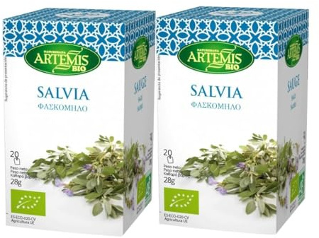 Pack 2x Infusión de Salvia Bio 20 Filtros | Planta Ecológica para Infusión | Propiedades Digestivas y Calmantes | Sin Cafeína