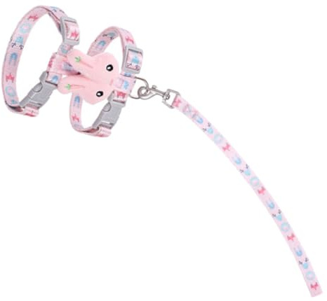 TEHAUX Katzenleine Und Ausbruchsicheres Katzengeschirr I-Form Verstellbar Rutschfestes Material Rosa Klein Für Kätzchen Unter Outdoor Haustierkontrolle