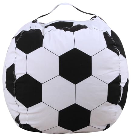 MOTTK Copertura per pouf da 46/66/96 cm, per riporre animali di peluche, rotonda, (senza imbottitura), organizer per giocattoli di peluche per bambini, mobili per la camera dei bambini (nero, 66 cm)