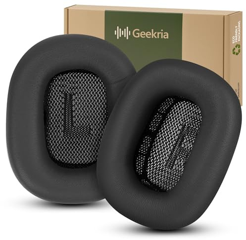Geekria Elite Utbytbara öronkuddar i fårskinn för Apple AirPods MAX (A2096)/MAX2 (A3184) hörlurar, reparationsdelar (Svart)