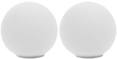 WESIEVYA Paralume Vetro Bianco 2 Pezzi Base a Vite Metallica G9, Piccolo Globo Rotondo Opaco per Lampadari, per Camere da Letto e Sale da Pranzo Illuminazione Soffusa