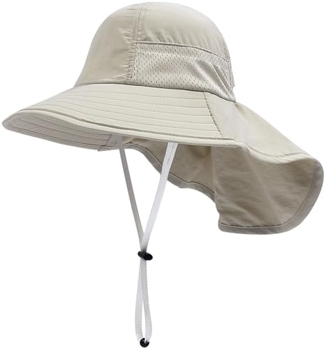Malaxlx Baby Sonnenhut mit Nackenschutz UPF 50+ UV Schutz Breite Krempe Atmungsaktiv Sommerhut für Kinder Jungen Mädchen