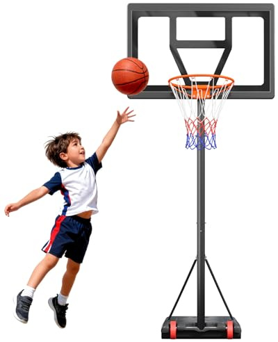 Dripex Canestro da basket per bambini, per esterni, con supporto a partire dai 3 anni, canestro regolabile in altezza 0,91 m - 2,13 m – adatto per cortile, vialetto e interni
