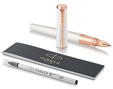 Parker Ingenuity 5th Technology Pen, Fine Point with Black Ink Refill 1931451 - Slim Pearl with Pink Gold Trim