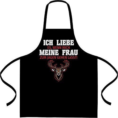 Shirtgeil Geschenke für Jäger Herren Liebe Frau Kochschürze, Grillschürze, Latzschürze One Size Schwarz