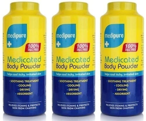 Medipure Medicated Body Powder 100% Talc Free Cooling Powder 200g Soothing Treatment Powders Pack of 3