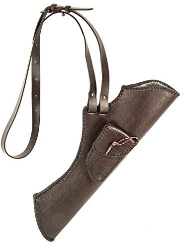 elToro PRIME Seitenköcher BELT – Leder Schulterköcher mit Tasche – dunkelbraun – verstellbarer Tragegurt, leise Webfelleinlage – für Recurvebogen und Langbogen