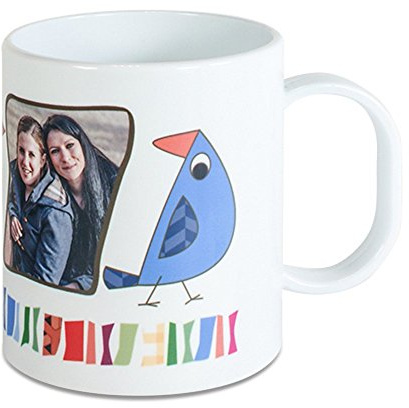 Personalisierte Kunststofftasse mit Foto & Text – Bruchfeste Seniorentasse, Kindertasse & Campingtasse – Individuell gestalten – Leichte Trinktasse für Zuhause, Kindergarten, Reisen & Outdoor
