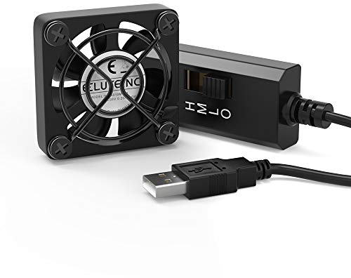 ELUTENG Mini 40mm 5V USB Fan Desk PC Fans with L/M/H 3 Adjustable Speed Portable USB Computer Fan Case Box Electronic Cooling Fan 5300 RPM with Metal Grill for Laptop/TV Box/AV Cabinet/PS4/Router