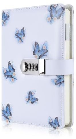 ARRLSDB A5 Creative Password Journal with Lock, PU Leather Diary with Combination Lock Password Notebook Locking Journal Diary (Style 1)