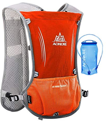 Win.Deeper Profesional Hombre Mujer 5L Chaleco de Hidratación Ligero Superior Mochila para Trail Running Ciclismo (Naranja con cámara de Agua de 1,5 l)