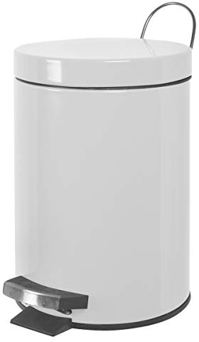 ADOB Treteimer Pedal Abfalleimer Abfallbehälter 3 Liter Metall mit herausnehmbarem Inneneimer, Farbe WEISS, 90402