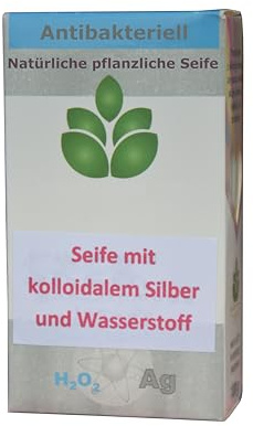 Natürliche pflanzliche Kernseife, kolloidales Silber, Wasserstoff, 2 x 100g, ohne Parfüm, Zusatzstoffe, empfindliche, zur Akne, Pickel, Hautunreinheiten neigende Haut, rückfettend, creme spray salbe