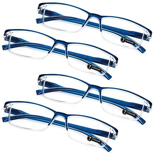 TERAISE Anti- UV Reading Glasses 4 Pairs Blue Light Blocking Reader Womens Mens (2.00X)