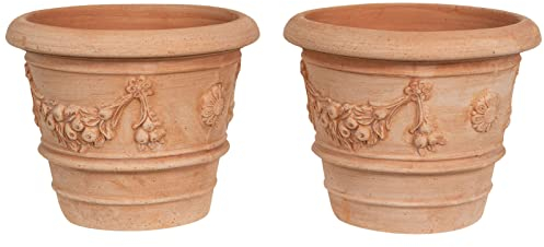Biscottini Vaso da esterno Gelestro L30xPR30xH25 Made in Italy - Fioriera da esterno - Vasi per piante da interno - Vasi terracotta