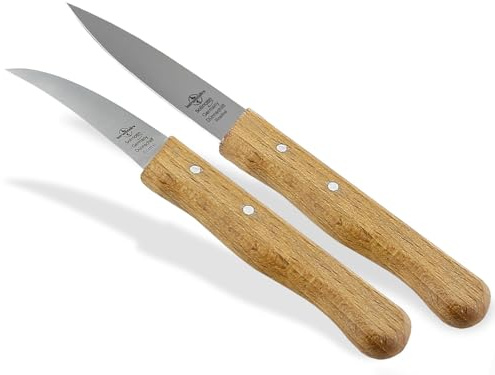 Gemüsemesser aus Solingen 2er Schälmesser Set Messer mit Buchenholzgriff | Obstmesser mit extra scharfer Rostfreier Messerklinge Allzweckmesser für einen präzisen Schnitt