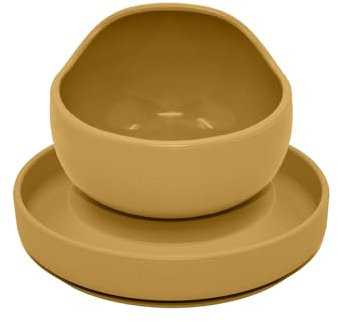Petite&Mars Set di stoviglie in silicone per bambini TAKE&MATCH * 4 pezzi piatto ciotola posate massaggiagengive * con ventosa * senza BPA * lavabile in lavastoviglie, adatto al microonde (2 piatti e