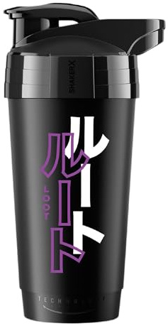 LOOT - Schwarzer Katakana Shaker 700 ml | Eiweiß Shaker mit Druckverschluss und Mess-Skala | Fitness shaker für klumpenfreie Shakes | BPA und DEHP frei | ohne Sieb mit neuer Circle Technologie