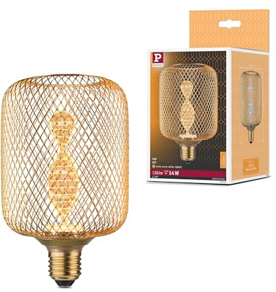 Paulmann 29084 Metallic Glow Edition Standard 230V LED Leuchtmittel Zyl E27 Helix 3,5W 130lm 100mm Messing Metall 1800K
