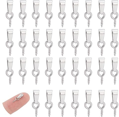 UNICRAFTALE 60 Stk Schraub Ösenstifte Ösenbügel 4x8 mm Edelstahl Schraube Ösenhaken Kleine Schraubösen Gewindeverschlüsse Haken Mini Metall Ringschrauben Schraub Für Halbgebohrte Perlen Flaschen