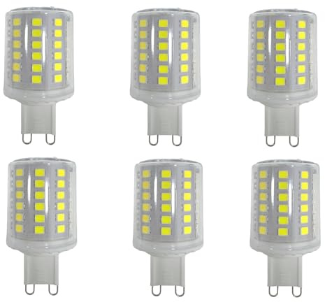 WULUN LED Leuchtmittel G9 9W, Flach Rund, 68 LED-Chips, Ersatz 90W G9 Halogenlampen, 6000K Kaltweiss, 900 LM, 360 Grad Abstrahlwinkel, AC 220-240V, Nicht Dimmbar, 6 Stück