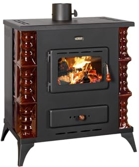 Wood Burning Stove with Ceramic Lining (Brown)