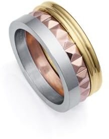 Viceroy Fashion 14083A01619 Damenring, dreifarbig, Gold, Rosa und Stahl, Chic, dreifache Eleganz, Diámetro interior 17,83 mm, Ip Rosa und Gold, Kein Edelstein