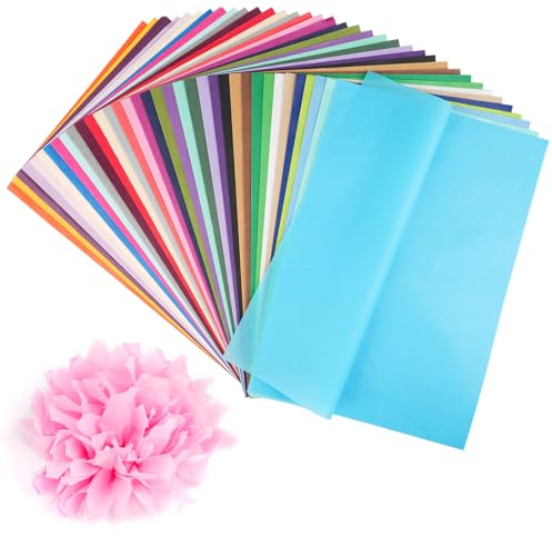 Svalor Transparentpapier, 400 Blatt 40 Farben, Seidenpapier, A4, Bastelpapier Transparent, 14g/m², Bunt Transparentpapier zum Basteln, Papierblumen, Pompoms, DIY (20 × 29 cm)