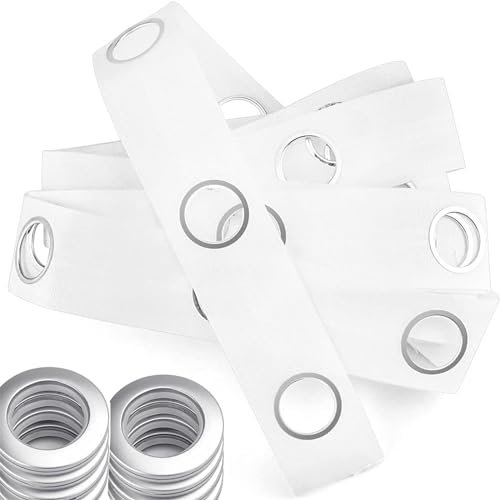 10M(10.9Yards) Eyelet Curtain Tape,80 Rings Accessories Sewing Silver Curtains Blinds,Drapery Curtain Heading Grommet Tape for Home Perforated Curtains Header DIY Decoration