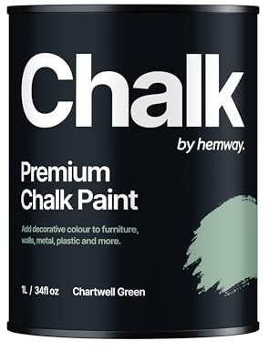 Hemway Chalk Paint Chartwell Green Furniture Paint 1L, Matt Finish Shabby Chic, Chalk Furniture & Walls, Quick Dry & 1 Coat