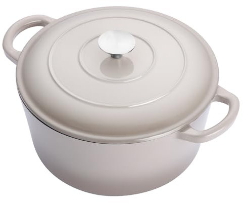 E-far 6 Quart Enameled Cast Iron Dutch Oven - Khaki