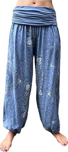 FASHION YOU WANT Damen Haremshose Pumphose Sommerhose großes Paisleymuster Größe 36/38 bis Größe 48/50 verfügbar Leichte Haremshose