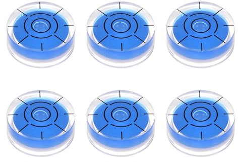 QUARKZMAN 6pcs Nivel de Burbuja Redondo 32x12mm Mini Niveles de Burbuja de Precisión Circular para Nivelar Trípode de Cámara Telescopio Taller Plato Giratorio, Azul