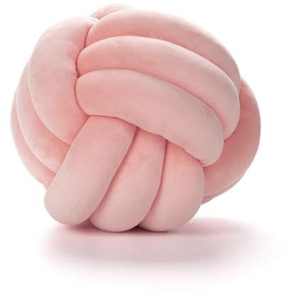 Weiches Knotenballkissen, rundes Dekokissen, Kinder-Heimdekoration, Plüschkissen, Überwurf, geknotetes Kissen, handgefertigt, Knotenrosa, 22 cm