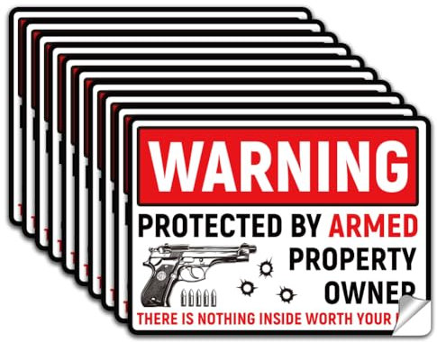 WADORN 10 adesivo con Cartello Protetto Da Proprietario Armato, Etichette di Segnaletica di Avvertimento Autoadesive In PVC Impermeabile per Casa, Attività, Proprietà, Interni Ed Esterni, 13x18cm