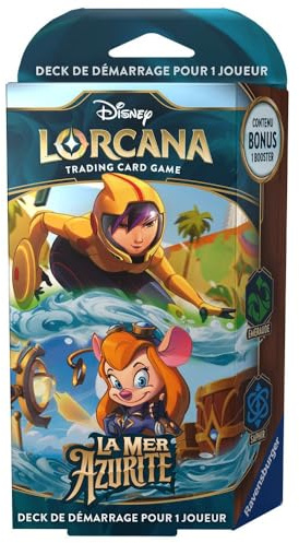 Ravensburger Disney Lorcana TCG: Deck preconstruido para 1 Jugador La Mer Azurite – Esmeralda & Zafiro, a Partir de 8 Años