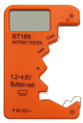 kesurpae Testeur de batterie BT189 avec écran LCD haute définition pour diverses Batteries, outil de détection de puissance Mobile, bouton ABS AA AAA, orange