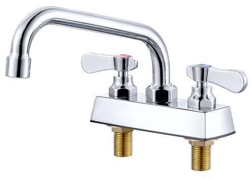iVIGA Utility Laundry Sink Faucet,Laundry Room Faucets for Utility Sink 4 inch Center,8 Swivel Spout Laundry Tub Faucet with Hose Thread,Brass Construction Chrome Polished, for Bar Garden,Garage,RV