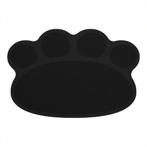Mateju Tapis Gamelle Chat Chien, Super Absorbant Lavable Tapis Chat Gamelle, Empreintes Pattes Séchage Rapide Antidérapant de Gamelle de Nourriture (Noir,30x40cm)