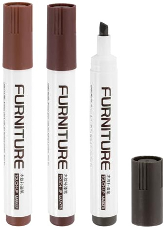sourcing map Furniture Markers Touch Up, 3pcs Furniture Repair Kit Wood Filler Sticks Wood Markers for Scratches Wooden Floor Table Cabinet Laminate Frames, Coffee/Rusted Brown/Chestnut