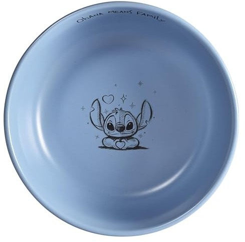 Fyrklövern Stitch Schale Disney, 15 cm, Ohana, Steinzeug, Spülmaschinenfest, Seidenmatte Glasur, inkl. Geschenkbox, Blau