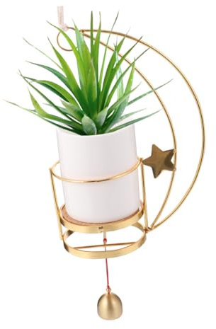 POPETPOP 1pièce Support De Plante Céramique avec Décor Éolien Lune Creuse pour Suspensions De Succulentes Et Fleurs Blanc